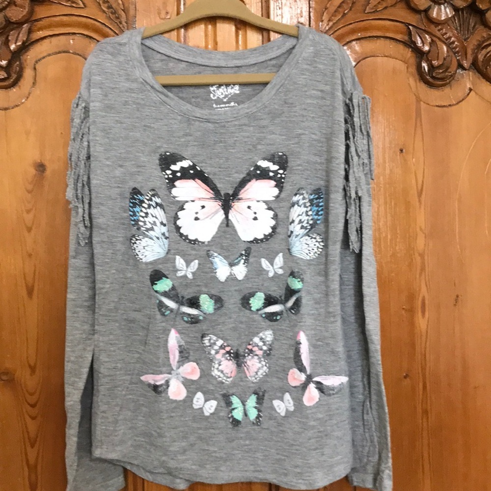 Justice Girls Sparkle Butterfly and Fringe Top